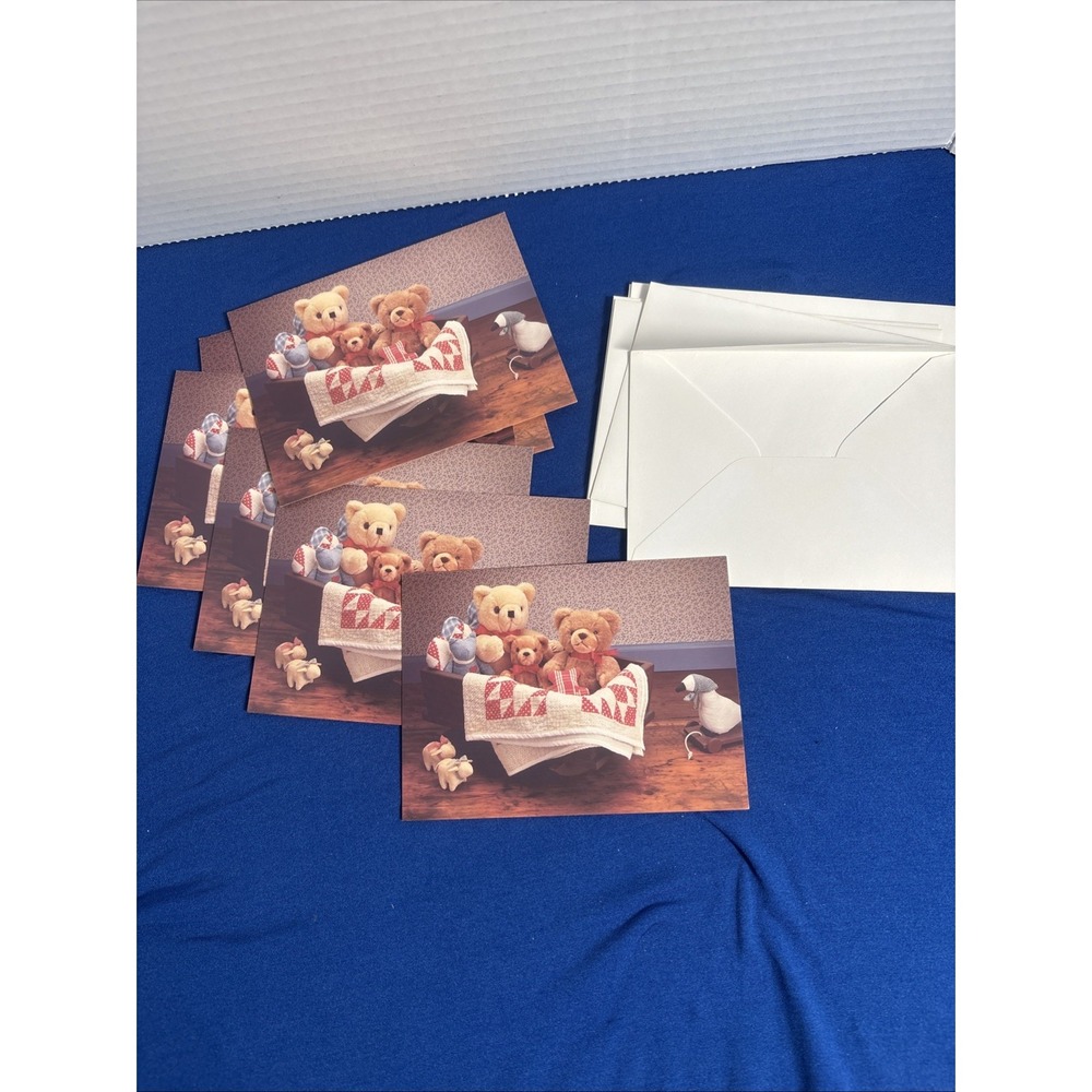 Vintage Lot of 7 Teddy Bears Blank Notecards Only 6 Envelopes No Box